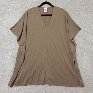 Oversized Modal Tunic Top M Taupe Relaxed Minimalist Short Sleeve Freeloader